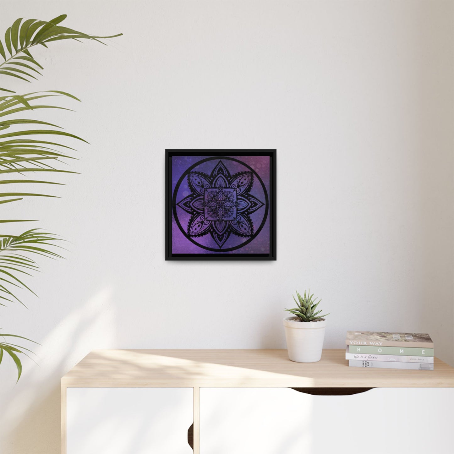 Plum Sanctuary Mandala - Matte Canvas, Framed (Multi-color)
