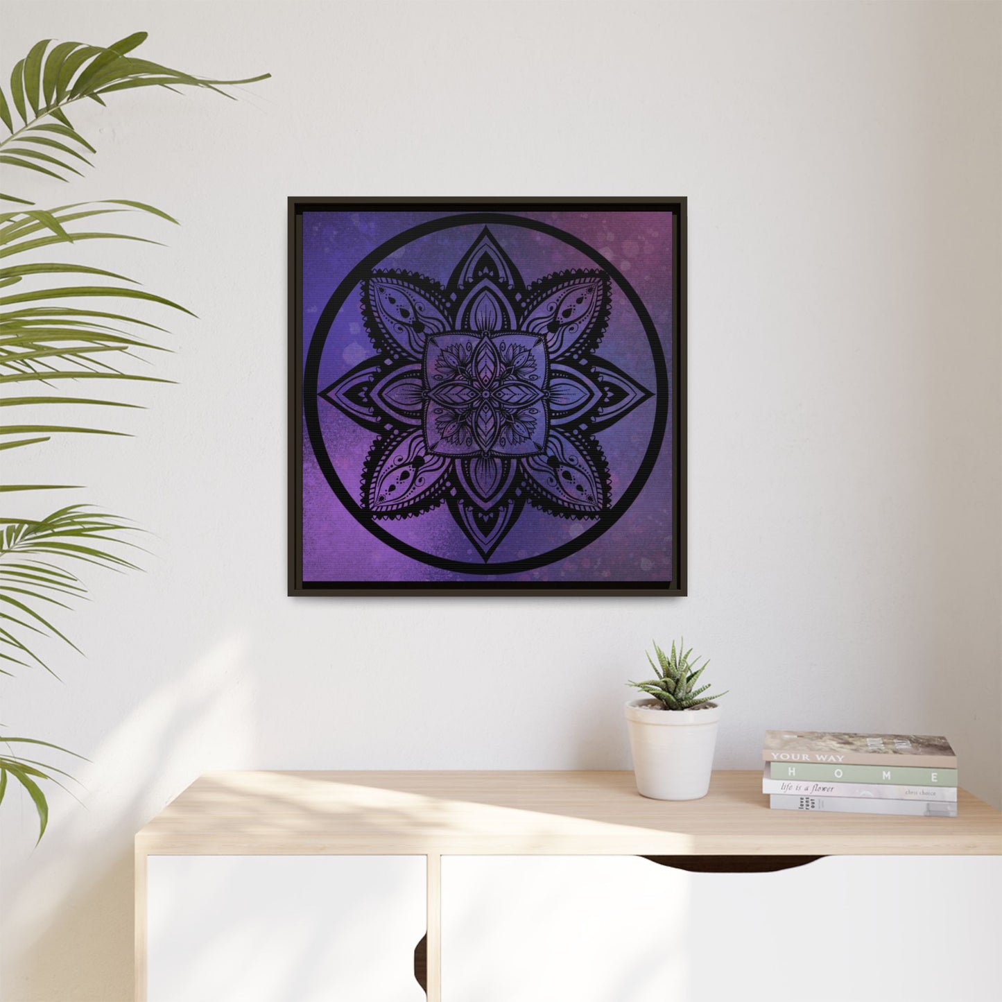 Plum Sanctuary Mandala - Matte Canvas, Framed (Multi-color)