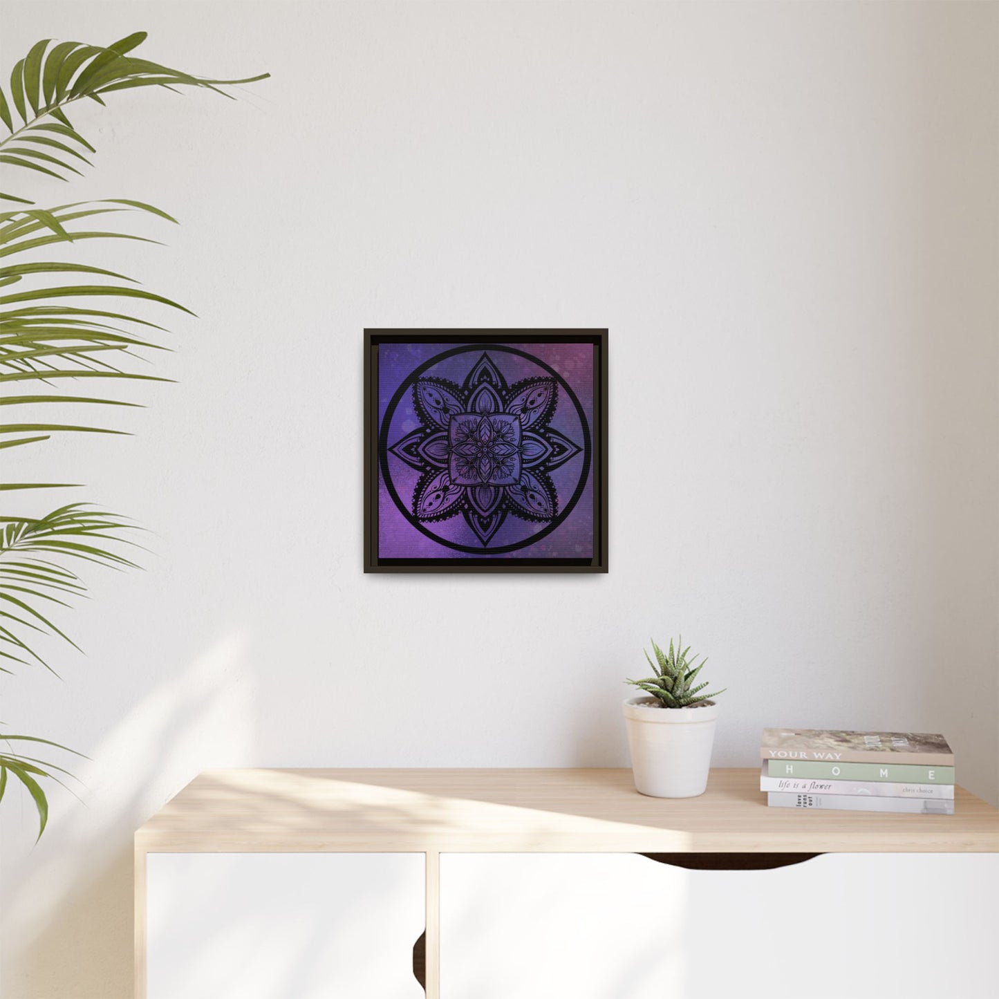 Plum Sanctuary Mandala - Matte Canvas, Framed (Multi-color)