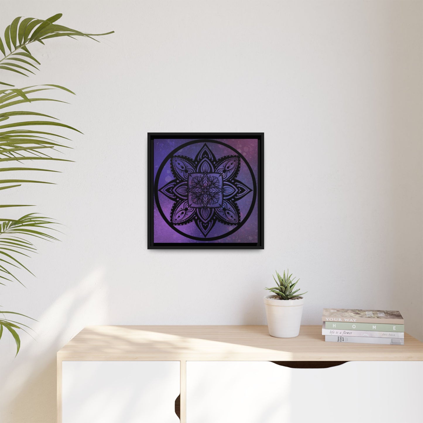 Plum Sanctuary Mandala - Matte Canvas, Framed (Multi-color)