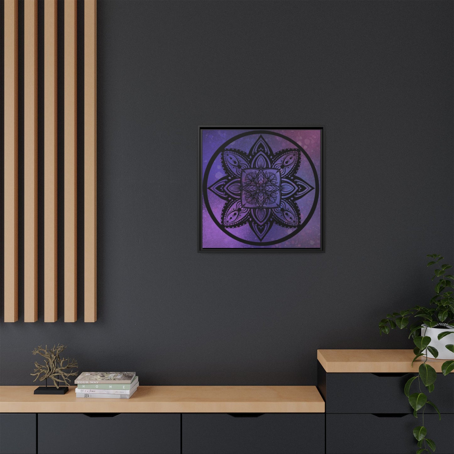 Plum Sanctuary Mandala - Matte Canvas, Framed (Multi-color)