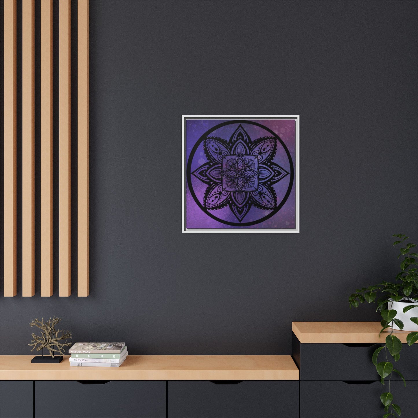 Plum Sanctuary Mandala - Matte Canvas, Framed (Multi-color)