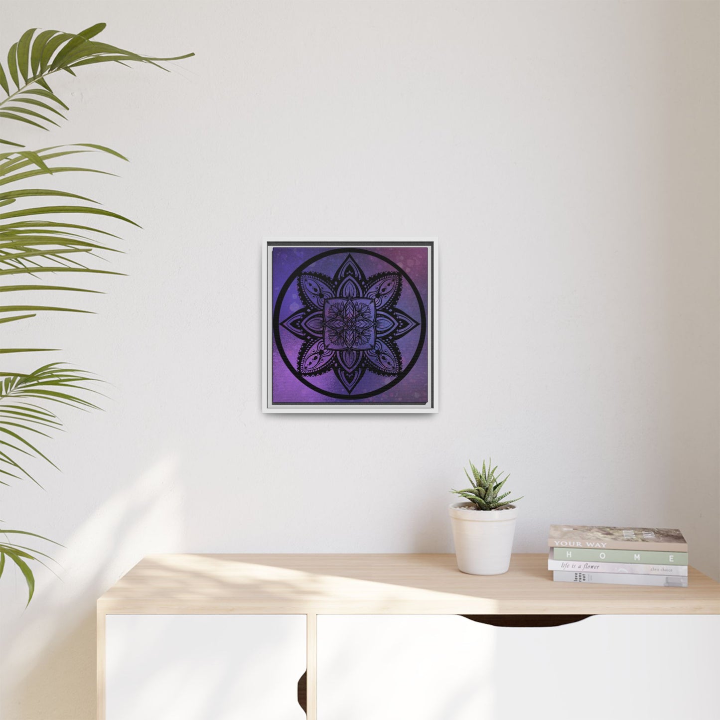 Plum Sanctuary Mandala - Matte Canvas, Framed (Multi-color)