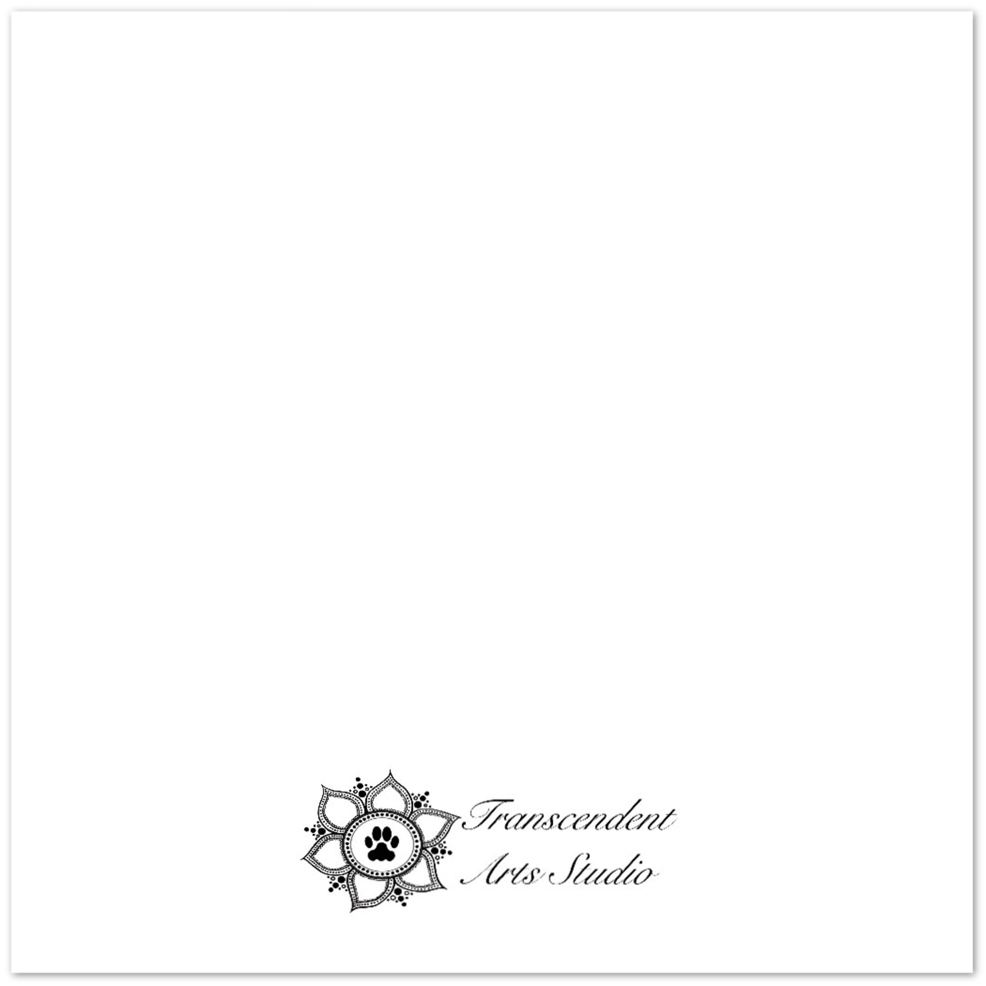 Logo of Transcendent Arts Studio with a paw print design on a white background