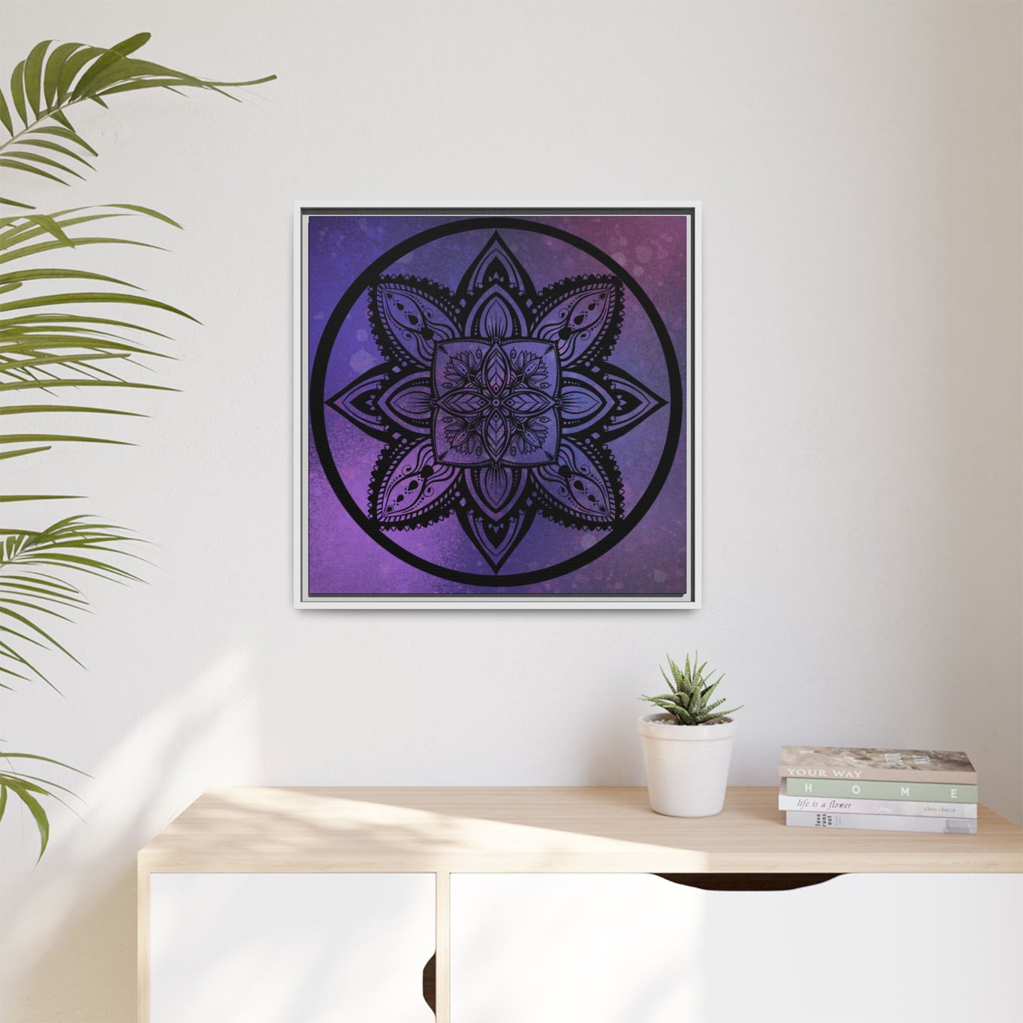 Plum Sanctuary Mandala - Matte Canvas, Framed (Multi-color)