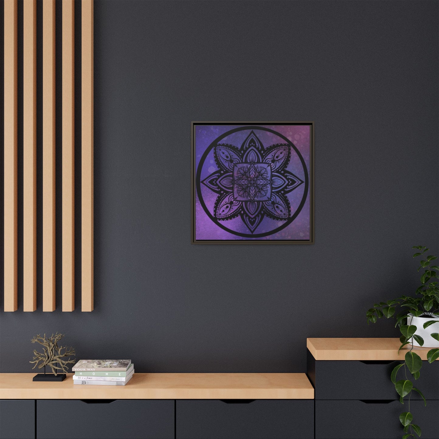 Plum Sanctuary Mandala - Matte Canvas, Framed (Multi-color)
